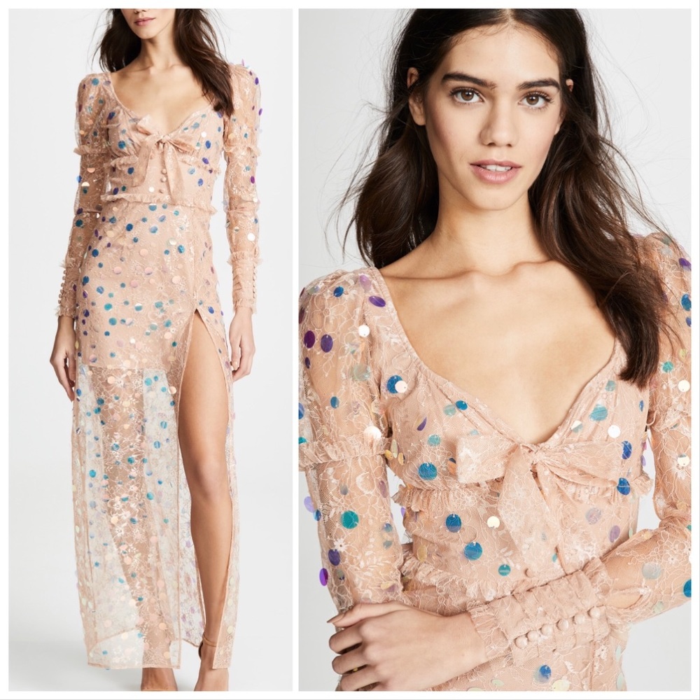 For Love And Lemons Ace Sequin Maxi Dress Small